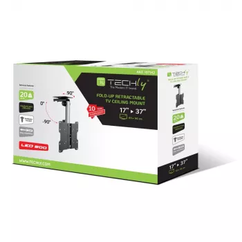 Techly Πτυσσόμενη συρόμενη βάση οροφής για TV LED/LCD 17 ίντσες–37 ίντσες Μαύρη