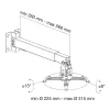 Techly ICA-PM 16 βάση οροφής προβολέα, έως 20 kg, ρυθμιζόμενη 43–65 cm, με κλίση και περιστροφή, ασημί