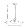 Techly ICA-PM 16 βάση οροφής προβολέα, έως 20 kg, ρυθμιζόμενη 43–65 cm, με κλίση και περιστροφή, ασημί