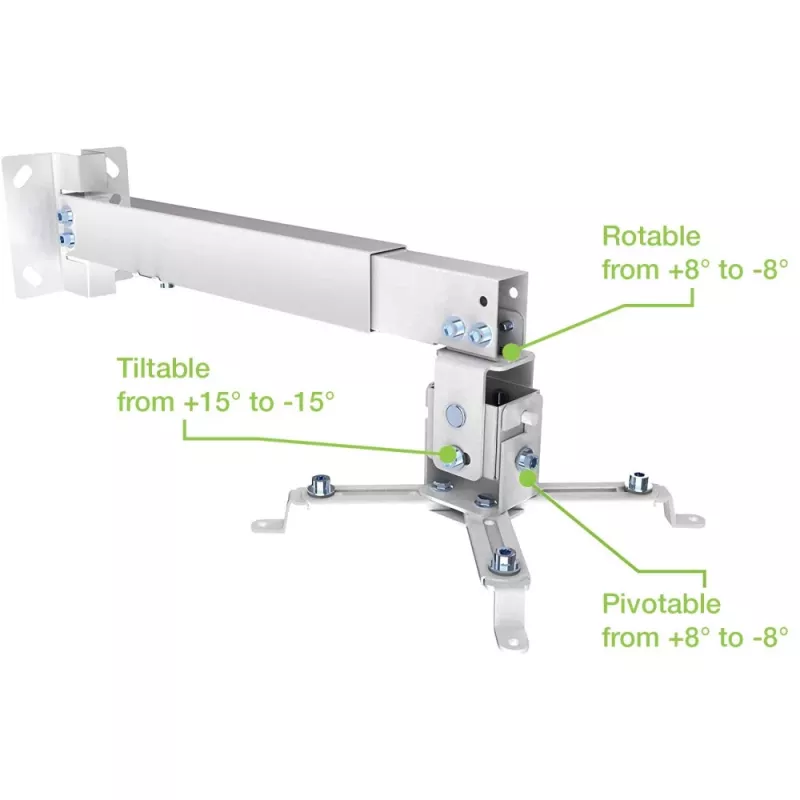 Techly ICA-PM 16 βάση οροφής προβολέα, έως 20 kg, ρυθμιζόμενη 43–65 cm, με κλίση και περιστροφή, ασημί