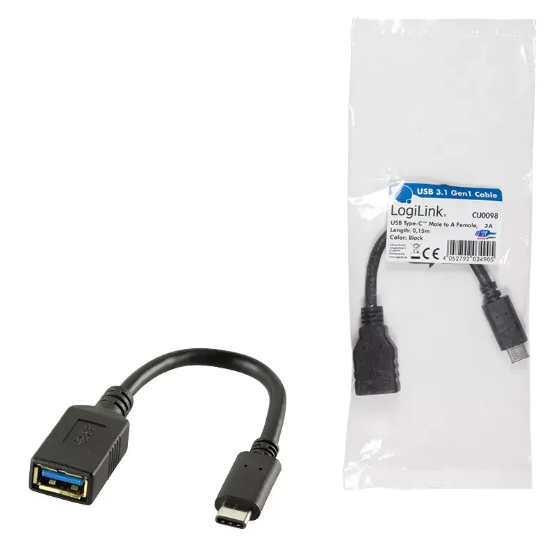 Καλώδιο USB LogiLink USB C - USB A 0,15m CU0098 μαύρο