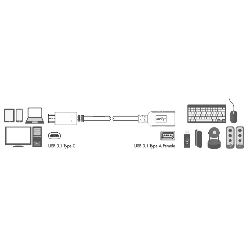 Καλώδιο USB LogiLink USB C - USB A 0,15m CU0098 μαύρο