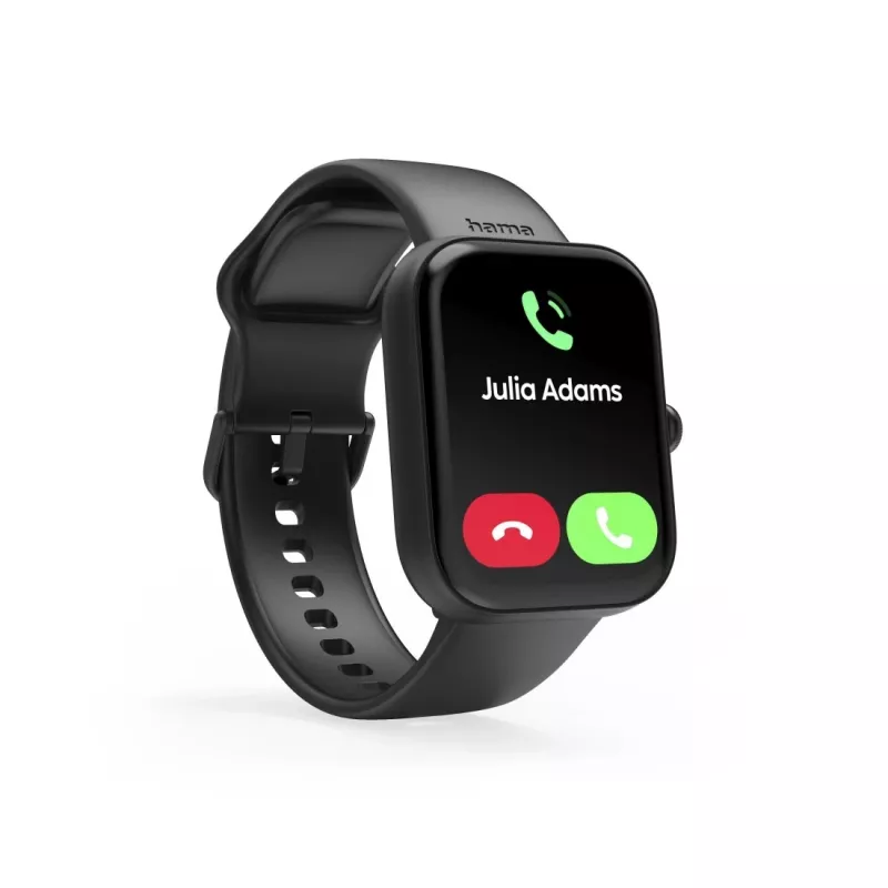 Smartwatch Hama Fit Watch 5000, οθόνη TFT 1,65 ιντσών (4,19 cm), 47 mm, λειτουργία τηλεφώνου, καρδιακός ρυθμός, IP68, Bluetooth, μαύρο