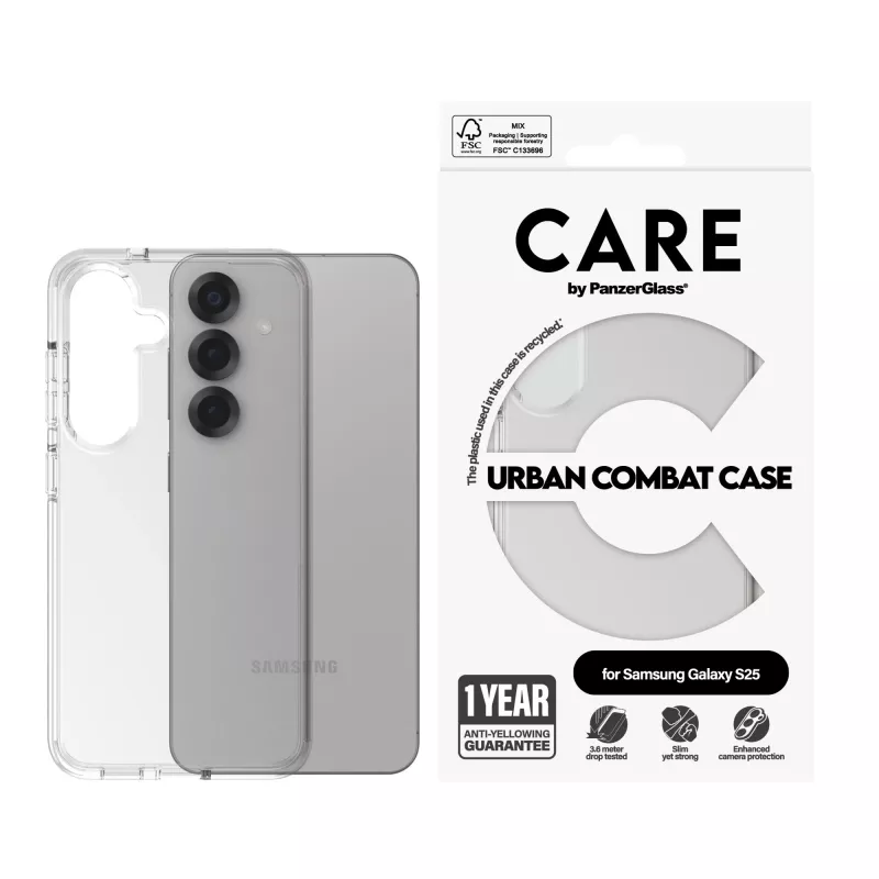 Θήκη PanzerGlass Samsung Galaxy S25 Transparent Urban Combat Clear Frame