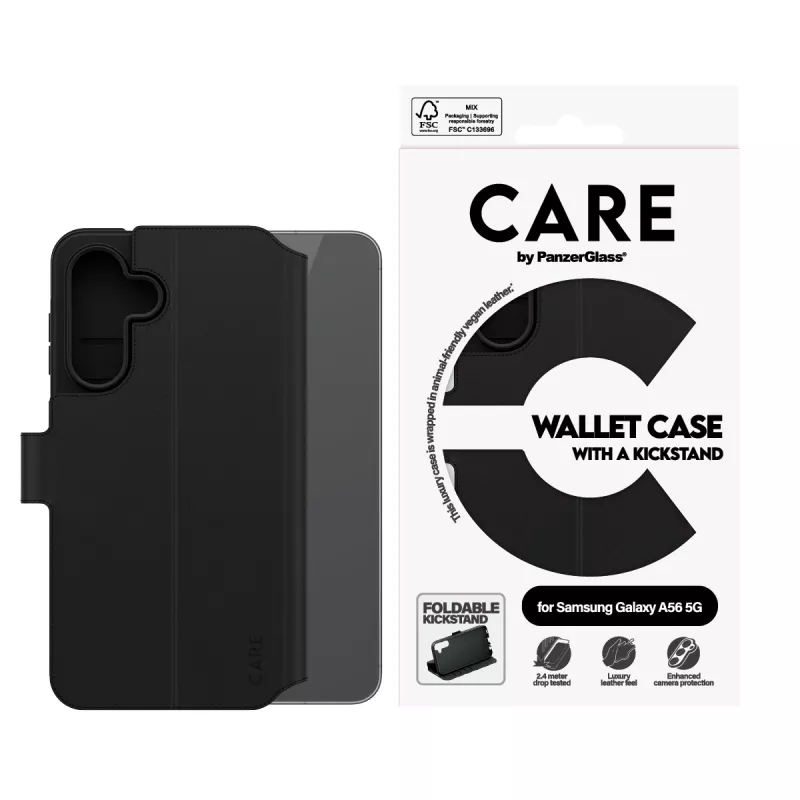 Wallet Case PanzerGlass Samsung Galaxy A56 5G Μαύρη με Kickstand