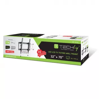 Techly ICA-PLB 59T επιτοίχια βάση τηλεόρασης 32-70 ιντσών (81-178 cm), με κλίση, 70 kg, λεπτή 49 mm, μαύρη