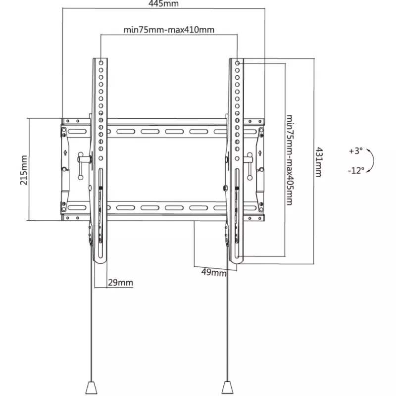 Techly ICA-PLB 59T επιτοίχια βάση τηλεόρασης 32-70 ιντσών (81-178 cm), με κλίση, 70 kg, λεπτή 49 mm, μαύρη