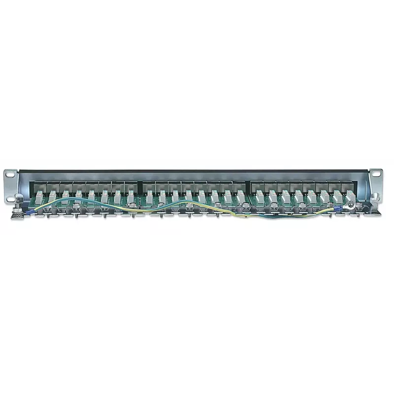 Intellinet Patch Panel, Cat6, FTP, 24-Port, 1U, θωρακισμένο, 90° Top-Entry LSA-Leisten, Μαύρο