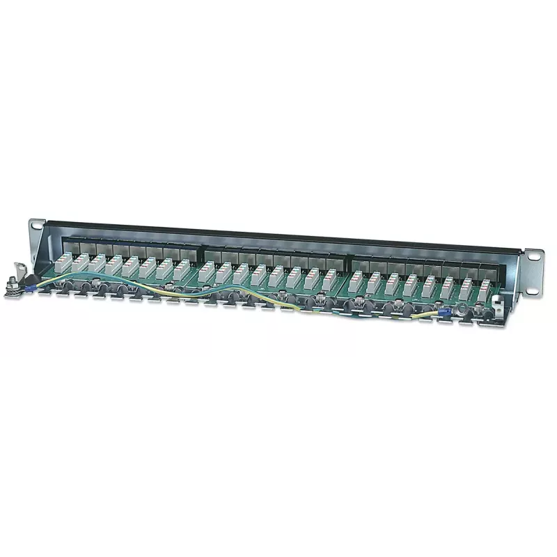 Intellinet Patch Panel, Cat6, FTP, 24-Port, 1U, θωρακισμένο, 90° Top-Entry LSA-Leisten, Μαύρο