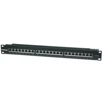 Intellinet Patch Panel, Cat6, FTP, 24-Port, 1U, θωρακισμένο, 90° Top-Entry LSA-Leisten, Μαύρο