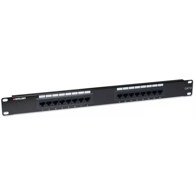 Intellinet Patch Panel, Cat6, UTP, 16-Port, 1U, Μαύρο