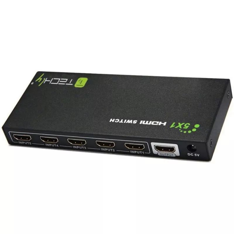 Techly 5 IN 1 OUT HDMI Switch με τηλεχειριστήριο, 4Kx2K, 3D IDATA HDMI-4K51