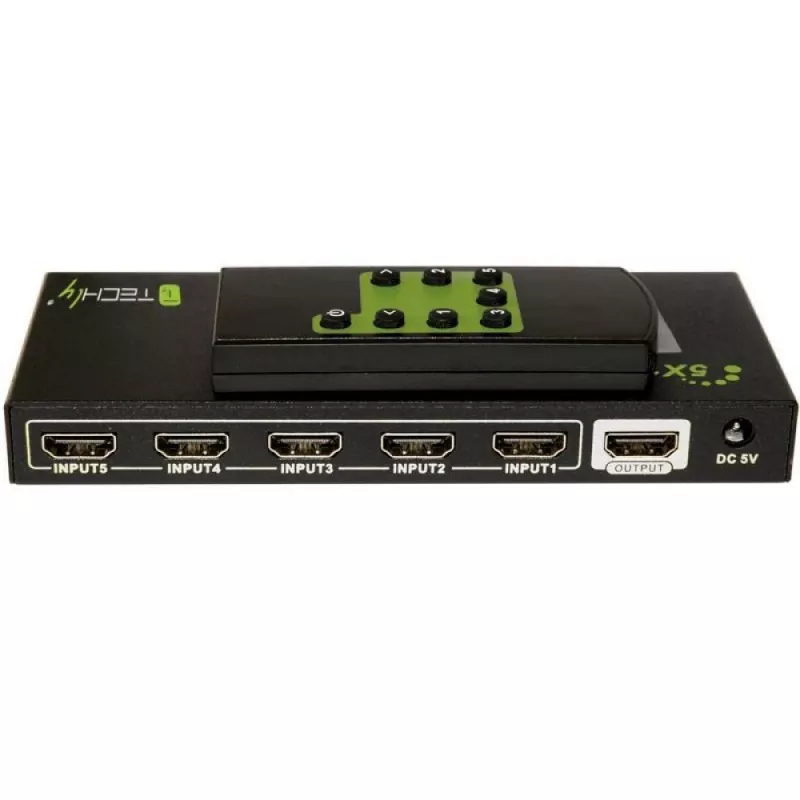 Techly 5 IN 1 OUT HDMI Switch με τηλεχειριστήριο, 4Kx2K, 3D IDATA HDMI-4K51