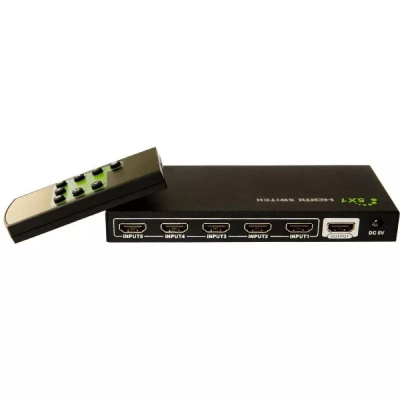 Techly 5 IN 1 OUT HDMI Switch με τηλεχειριστήριο, 4Kx2K, 3D IDATA HDMI-4K51