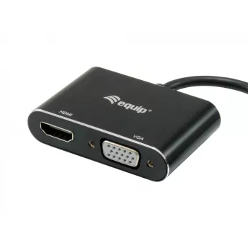 Equip 133386 προσαρμογέας USB 3.0 σε HDMI/VGA (HD15) για δύο οθόνες, USB 3.2 Gen 1 Type-A, 1920x1080