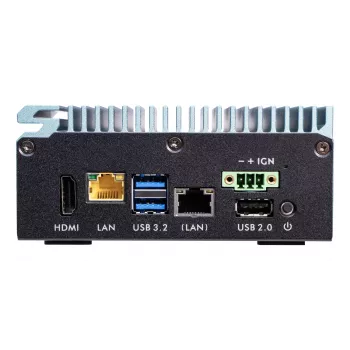 Shuttle Edge PC SPCEL02, Intel Celeron J6412, 1x HDMI, 2x 2.5G LAN, 1x COM, DIO (4x in, 4x out), 3x USB, 2x M.2, 12-24V, λειτουργία 24/7, χωρίς ανεμιστήρα, με βάση VESA & ράγα DIN