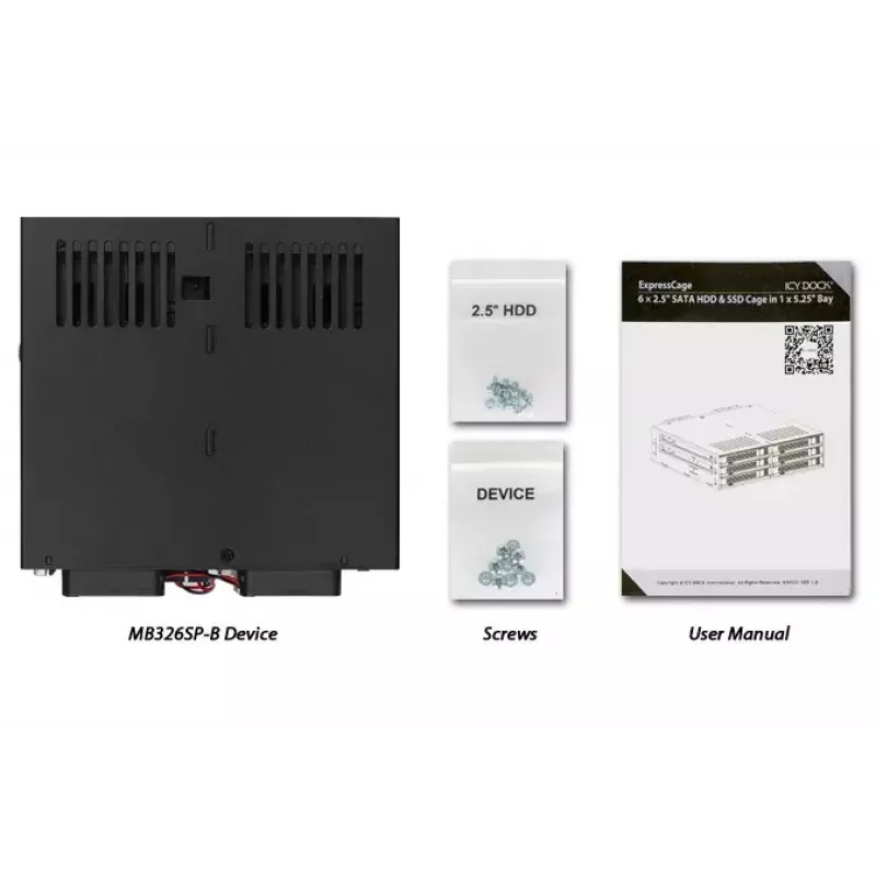 Disk Array Icy Dock MB326SP-B 0 TB Rack 1U Μαύρο