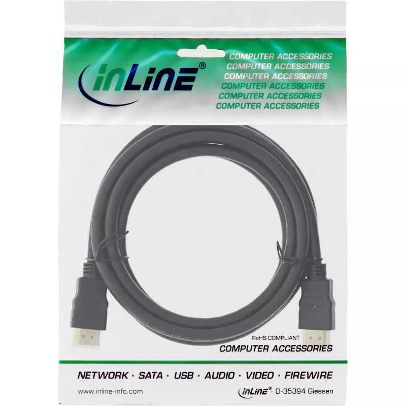 Καλώδιο InLine High Speed HDMI με Ethernet Premium 4K2K αρσενικό/αρσενικό μαύρο 2m