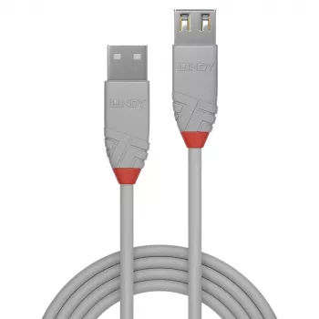 Lindy 5m καλώδιο επέκτασης USB 2.0 Type-A, Anthra Line, γκρι