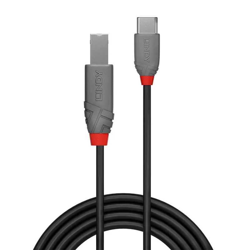 Καλώδιο USB 2.0 Type-C σε B Lindy 36940 0,5m Anthra Line