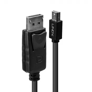 Lindy 41647 καλώδιο Mini DisplayPort σε DisplayPort, αρσενικό/αρσενικό, DP 1.2, 4K 4096x2160, με ασφάλιση, 3 m, μαύρο