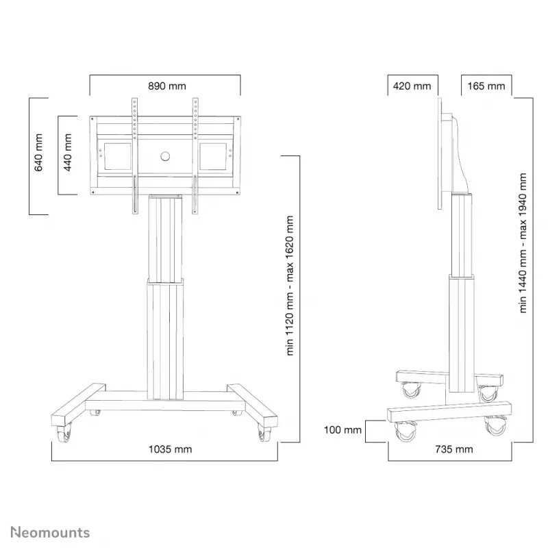 Neomounts PLASMA-M2500SILVER βάση τηλεόρασης με τροχούς 42-100 inch - μοτοριζόμενη