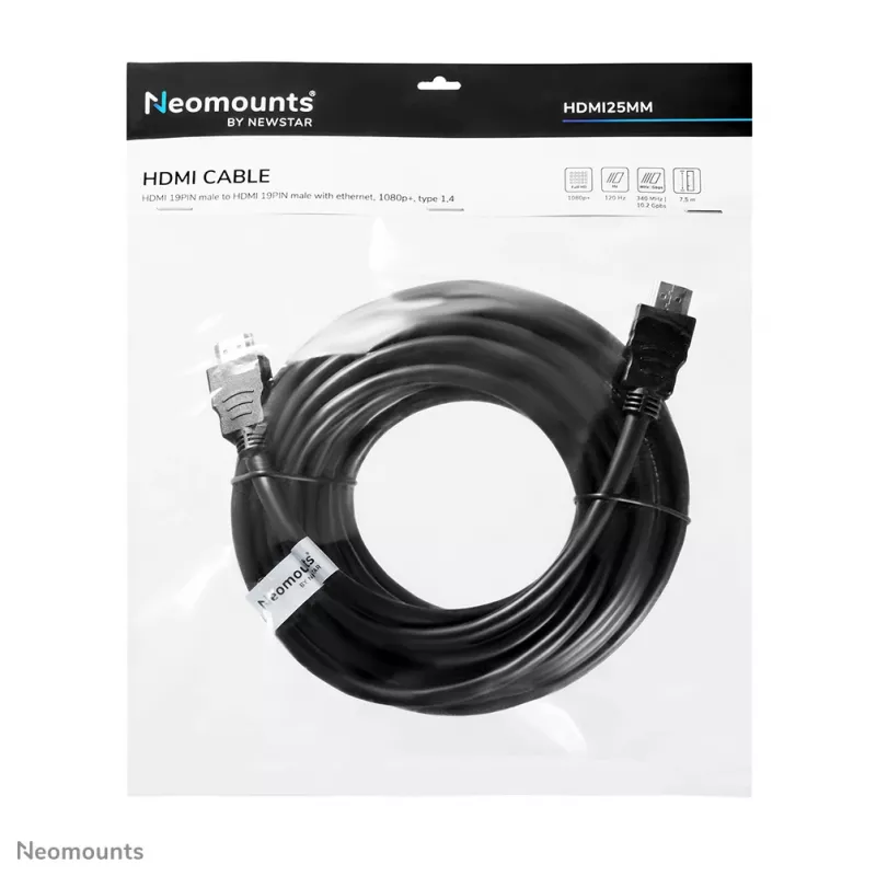 Neomounts HDMI25MM καλώδιο HDMI – 7,5 μέτρα, 7,5 m, 10,2 Gbit/s, μαύρο