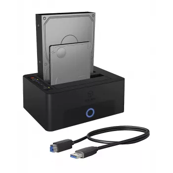 ICY BOX σταθμός σύνδεσης και κλωνοποίησης 2 θέσεων για μονάδες SATA 2.5 ιντσών ή 3.5 ιντσών σε θύρα USB 3.0