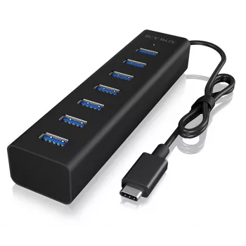 ICY BOX IB-HUB1700-C3 USB 3.2 Gen 1 (3.1 Gen 1) Type-C 5000 Mbit/s μαύρο