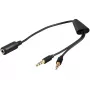 Καλώδιο ήχου Microconnect AUDAL 0,4 m 2x βύσμα 3,5 mm σε υποδοχή 3,5 mm μαύρο