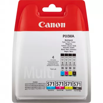 Canon CLI-571 BK/C/M/Y 0386C005 πολυσυσκευασία δοχείων μελανιού, μαύρο, κυανό, ματζέντα, κίτρινο, 4 τεμ.