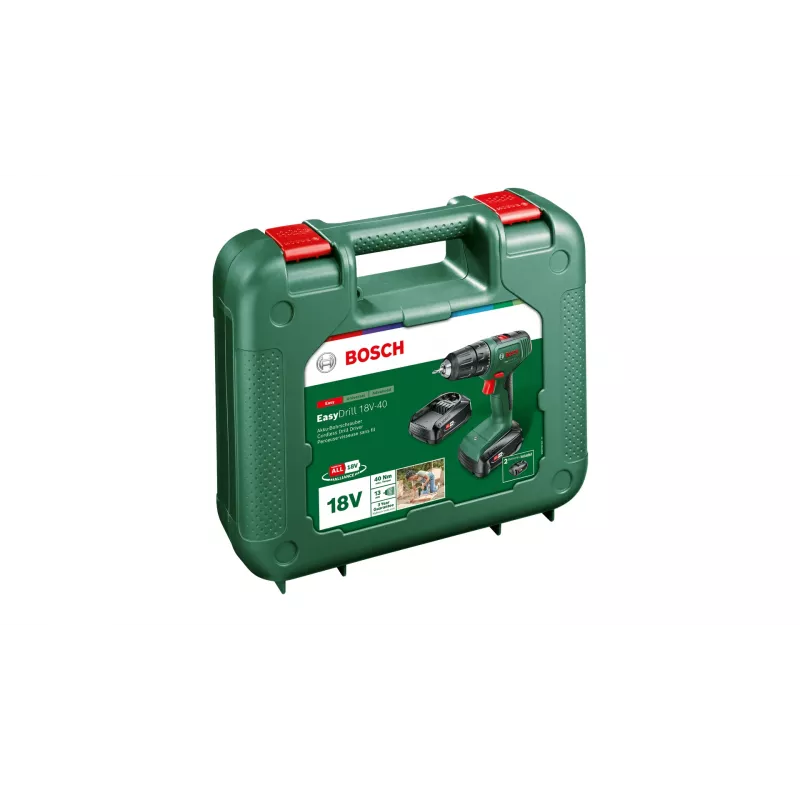 Bosch EasyDrill 18V-40 06039D8002 επαναφορτιζόμενο κρουστικό δράπανο-κατσαβίδι, 2 ταχύτητες, 2x 1,5 Ah, βαλίτσα
