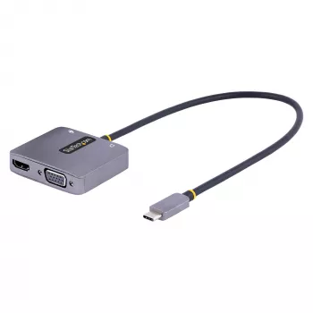 StarTech.com προσαρμογέας βίντεο USB-C, προσαρμογέας USB-C σε HDMI VGA πολλαπλών θυρών, ήχος 3,5 mm, 4K 60Hz HDR, 100W PD Pass-Through, συμβατός με Thunderbolt 3/4 – ταξιδιωτικός προσαρμογέας οθόνης USB-C