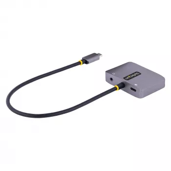 StarTech.com προσαρμογέας βίντεο USB-C, προσαρμογέας USB-C σε HDMI VGA πολλαπλών θυρών, ήχος 3,5 mm, 4K 60Hz HDR, 100W PD Pass-Through, συμβατός με Thunderbolt 3/4 – ταξιδιωτικός προσαρμογέας οθόνης USB-C