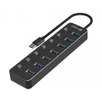 USB Hub Sandberg 7 θυρών USB 3.0 μαύρο αλουμίνιο