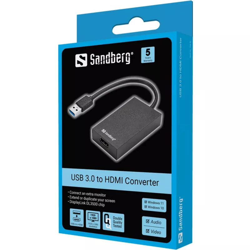 Μετατροπέας Sandberg USB 3.0 σε HDMI μαύρο παθητικός μετατροπέας βίντεο
