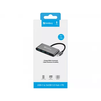 USB-C σε 3xUSB 3.0 Hub + PD Sandberg 136-03