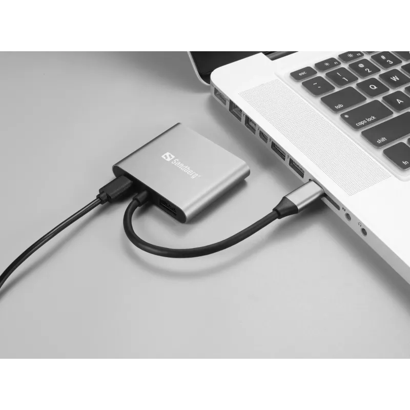 Sandberg USB-C Dock 2xHDMI+USB+PD μέγιστη ανάλυση 3840x2160