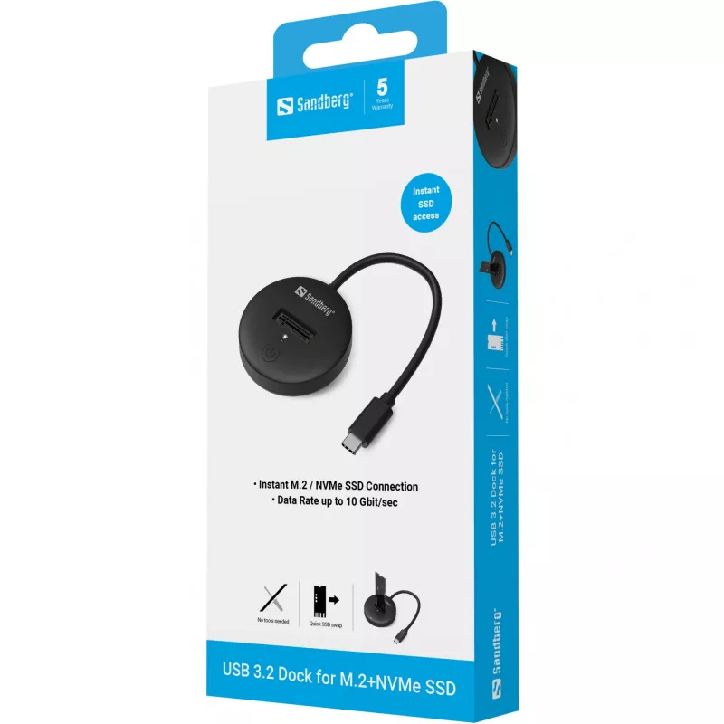 Sandberg USB 3.2 Dock για M.2+NVMe SSD 4 TB μαύρο