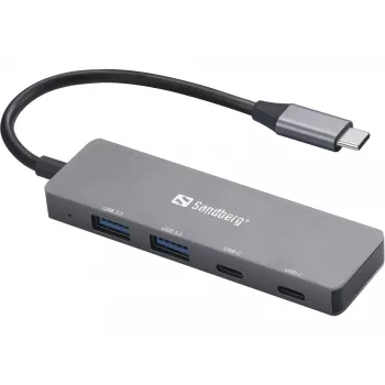 Sandberg USB-C σε 2xUSB-A + 2xUSB-C Hub γκρι αλουμίνιο