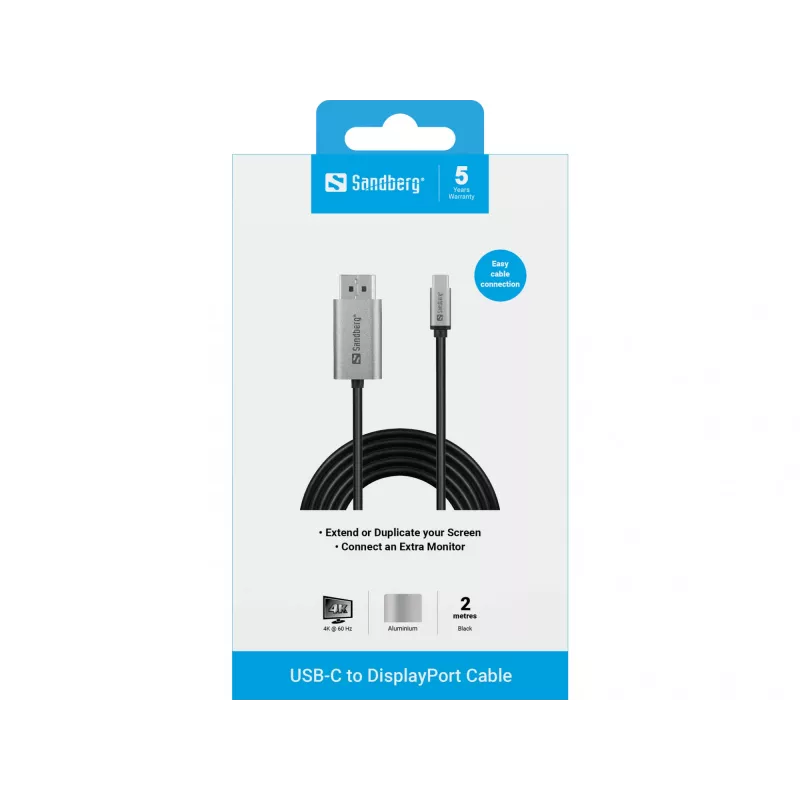 Καλώδιο Sandberg USB-C σε DisplayPort 2M USB Type-C DisplayPort 2m