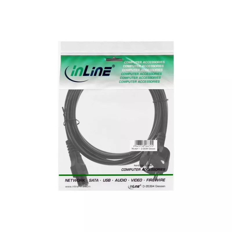 InLine καλώδιο τροφοδοσίας Type F γερμανικό / βύσμα notebook «Mickey Mouse» μαύρο 0,3 m