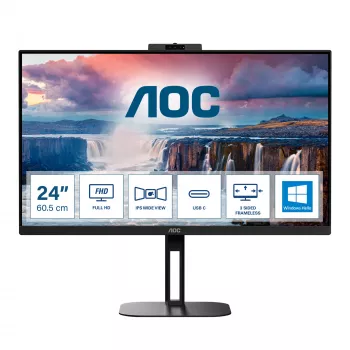 AOC V5 24V5CW/BK Οθόνη υπολογιστή 60,5 cm (23,8 ίντσες) 1920 x 1080 Pixel Full HD LED Μαύρο