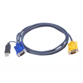 ATEN καλώδιο USB KVM 3 m, 3 m, VGA, μαύρο, HDB-15 + USB A, SPHD-15, βύσμα αρσενικό