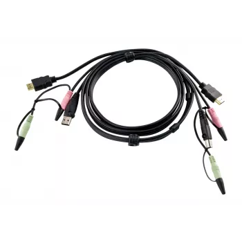 ATEN καλώδιο HDMI KVM 1,8m, 1.8 m, HDMI, μαύρο, HDMI, USB A, 2 x 3,5mm, HDMI, USB B, 2 x 3,5mm, βύσμα αρσενικό