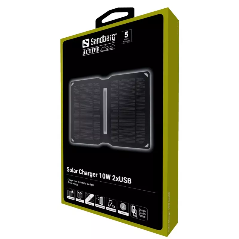 Sandberg ηλιακός φορτιστής 10W 2xUSB εξωτερικού χώρου universal μαύρο