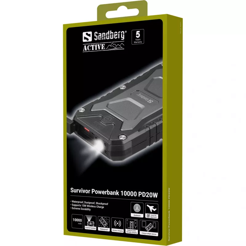 Φορητό powerbank Sandberg Survivor 10000 PD20W, 10000 mAh