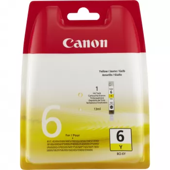 Μελανοδοχείο Canon BCI-6Y κίτρινο, κίτρινο, χρωστική μελάνη, 1 τεμ., 360 σελίδες