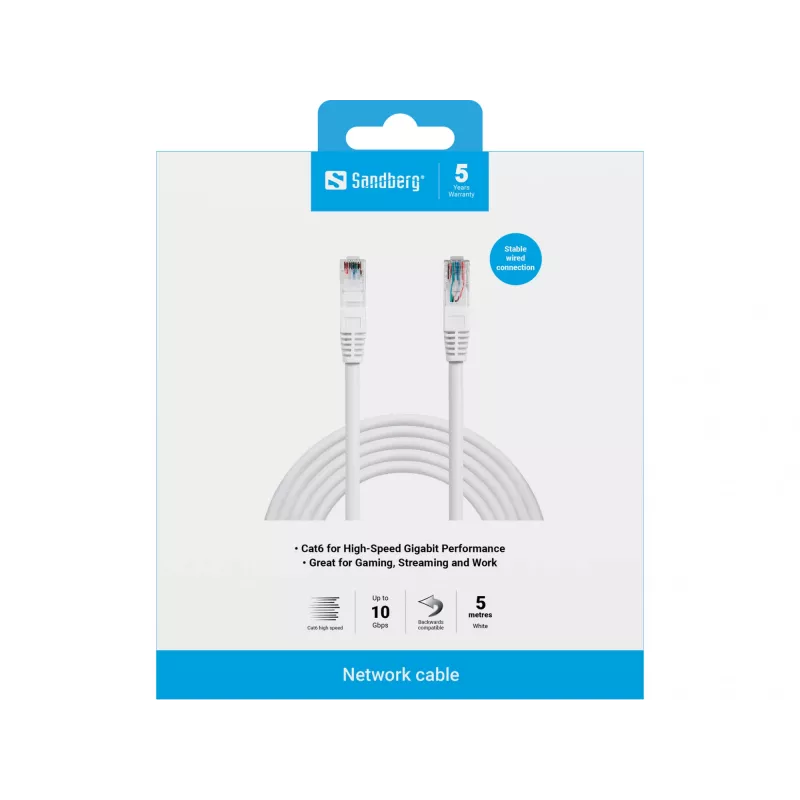 Καλώδιο δικτύου Sandberg UTP Cat6 RJ-45 5 m λευκό