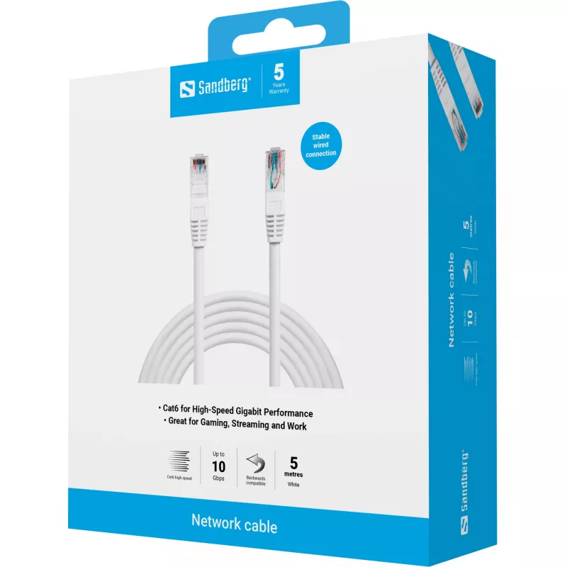 Καλώδιο δικτύου Sandberg UTP Cat6 RJ-45 5 m λευκό